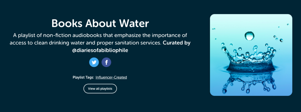 A screenshot of my Books About Water audiobook playlist
